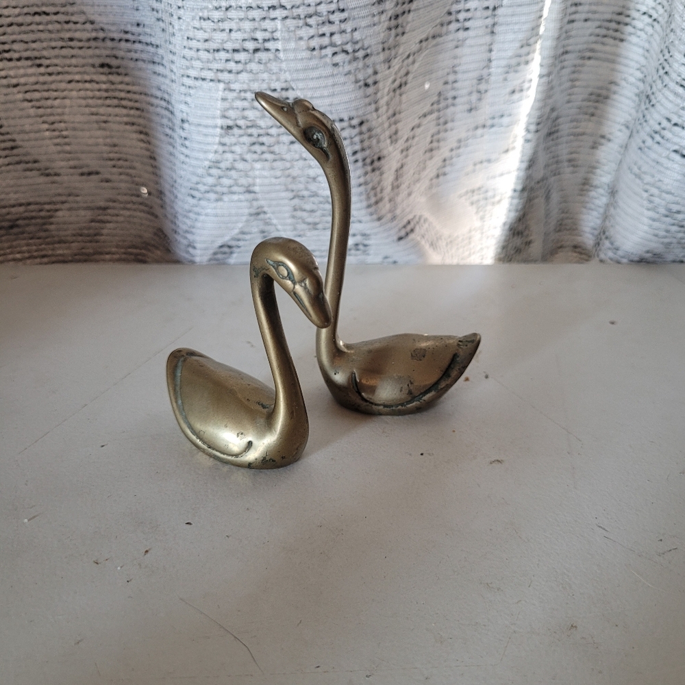 Vintage Brass Swan Figurines